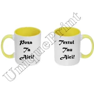 Cana cu toarta si interior galben
