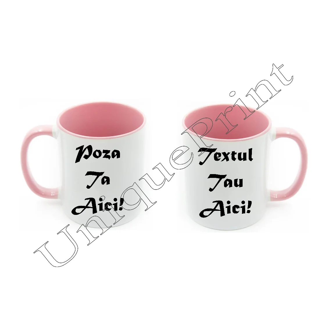 Cana cu toarta si interior roz